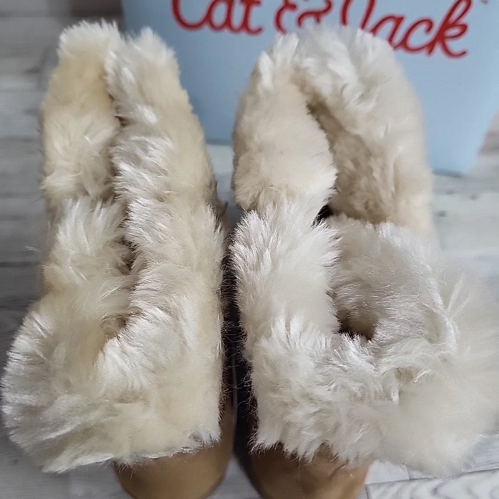 Cat & Jack Girls Katrina Toddler Faux Fur Shearling Tall‎ Brown Winter Boots NWT